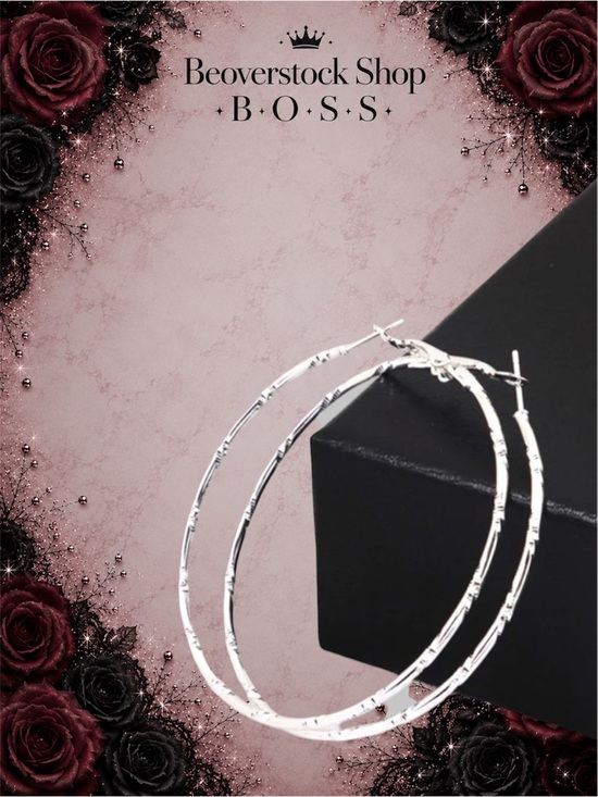 Exclusively Fancy Jewelry - 💝 New Alloy Plated Silver Simple Large Circle Round Big Hoop Earrings 50mm